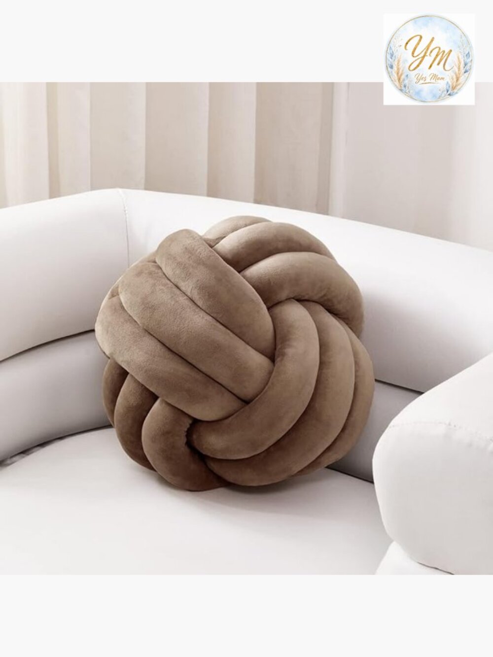 Soft Round Knot Ball Pillow Plush Throw Cushion Home Decoration Handmade 7.8in